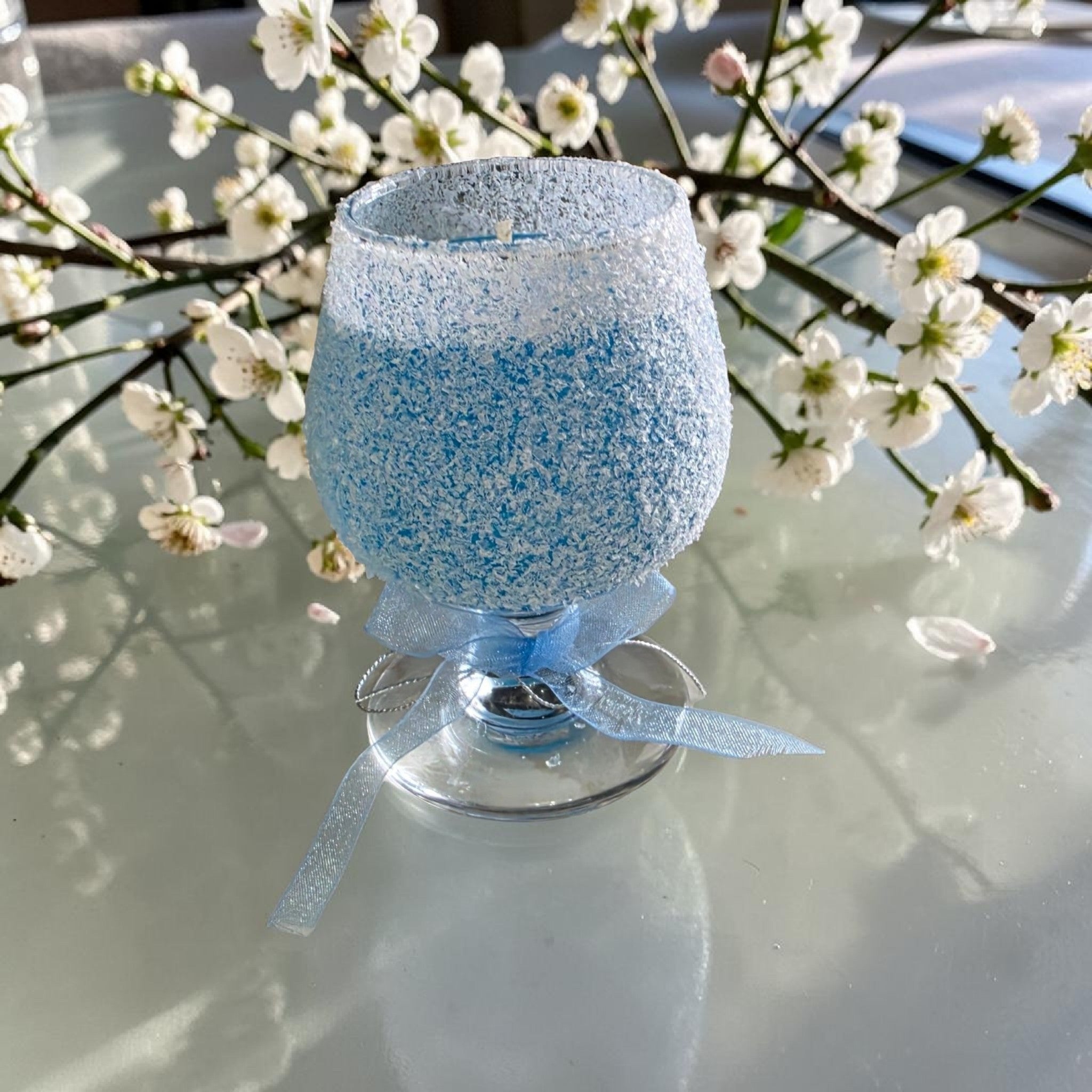 Frosted Blue Crystal Soy Candle